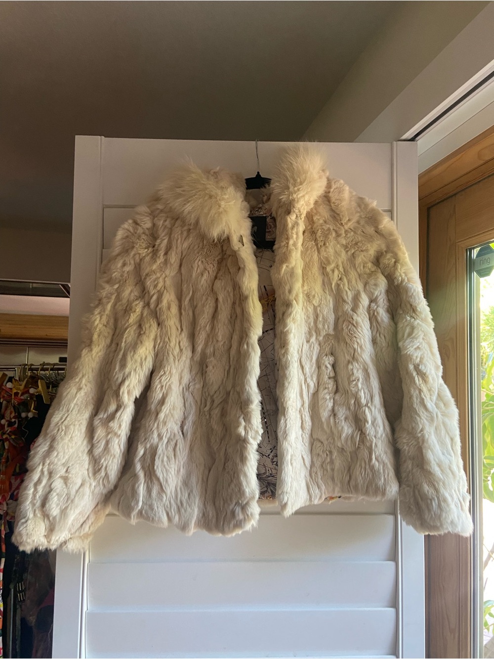 Vintage Women's Cream real Fur Teddy Jacket - Plush Short Coat